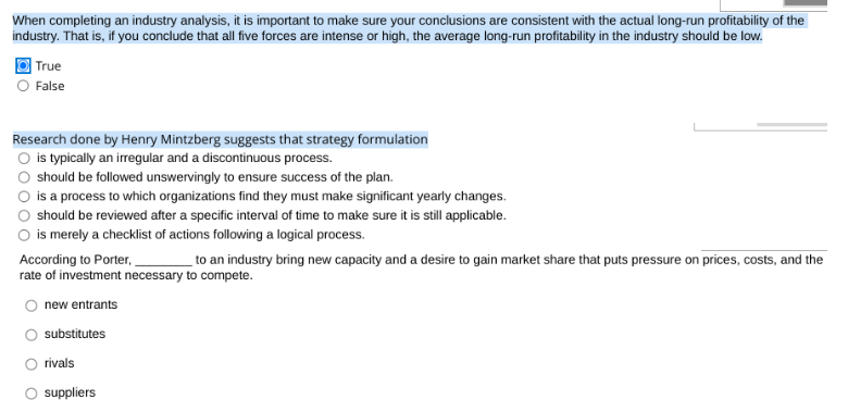 When completing an industry analysis, it is