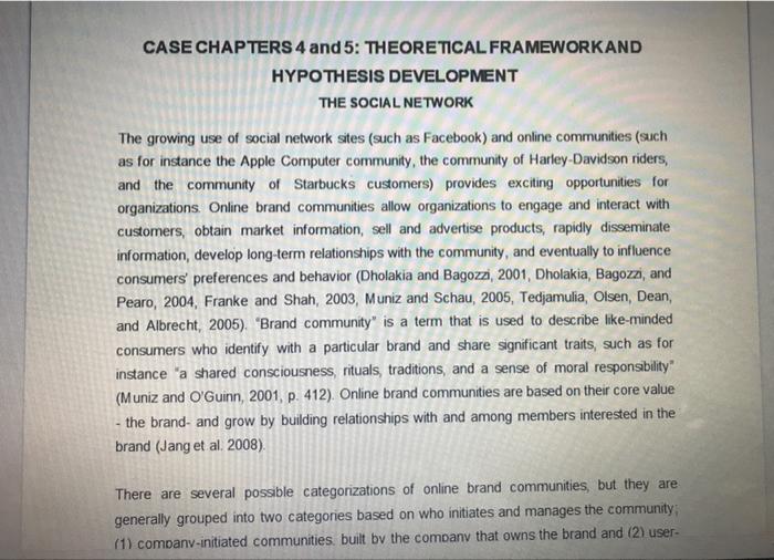 I want a full answer CASE CHAPTERS 4 and 5: