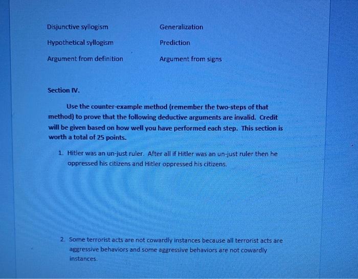 Section III. State whether the following