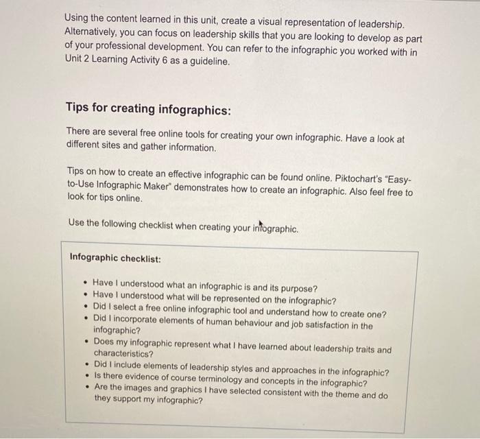 Using the content learned in this unit, create a