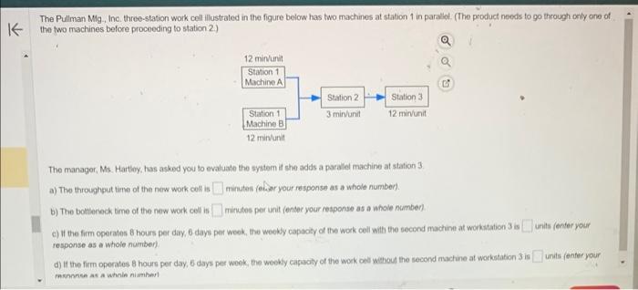 help please!! The Pullman Mig. Inc. three-station