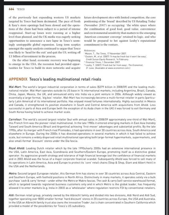 CASE STUDY Tesco: from domestic operator to