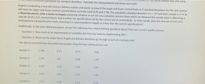 W sample data and using Un parameter for standard