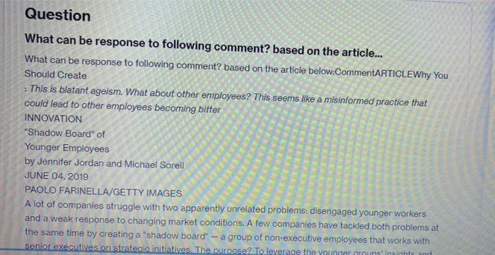 Question What can be response to following