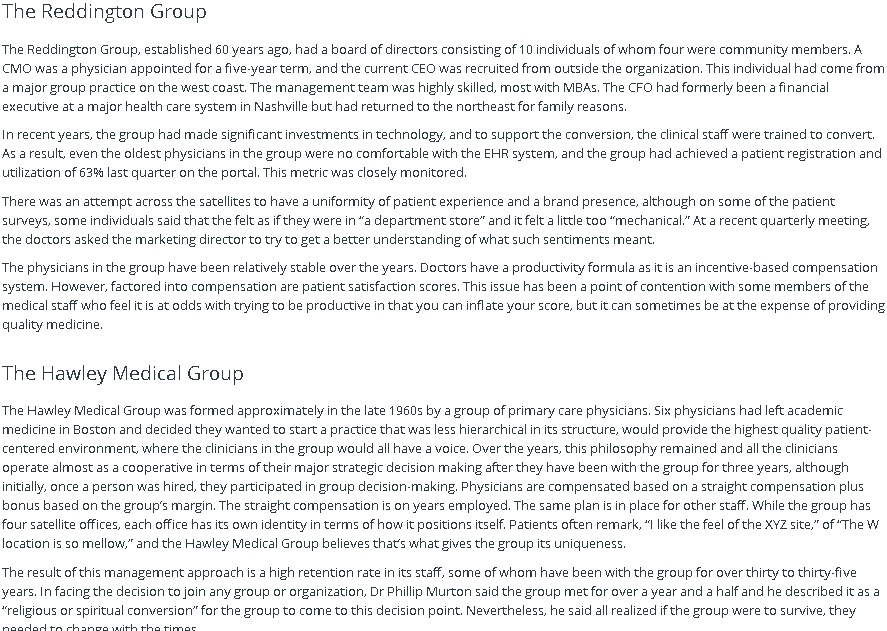 Instructions This case describes a situation that