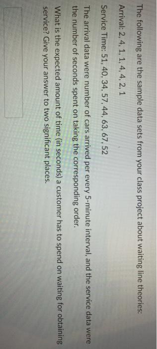 The following are the sample data sets from your