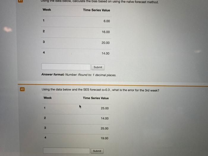 Using the data below, calculate the bias based on