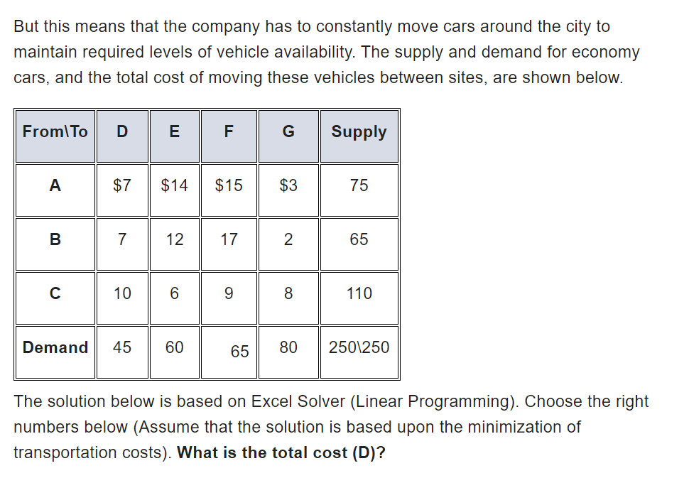 The solution below is based on Excel Solver