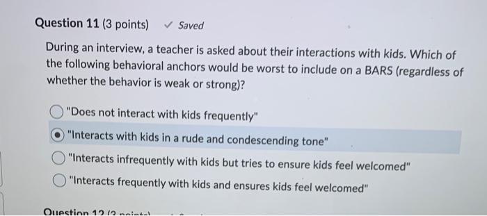 During an interview, a teacher is asked about