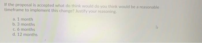 If the proposal is accepted what do think would