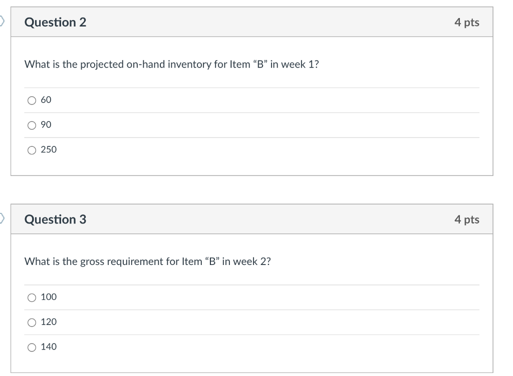 Alyssa wants to develop an MRP. The data from the