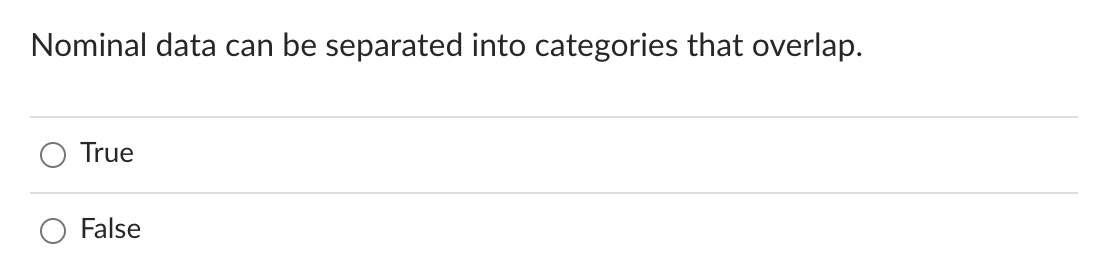 Nominal data can be separated into categories