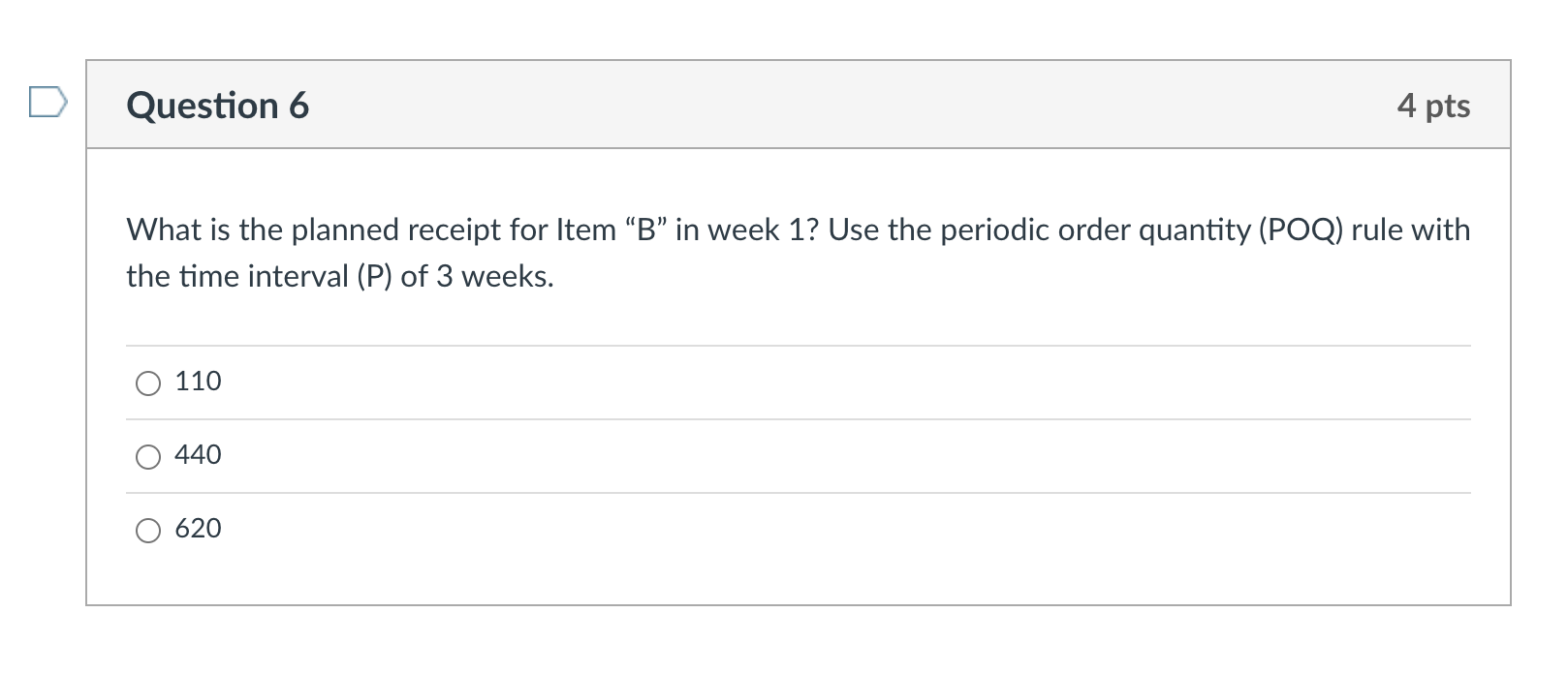 Alyssa wants to develop an MRP. The data from the