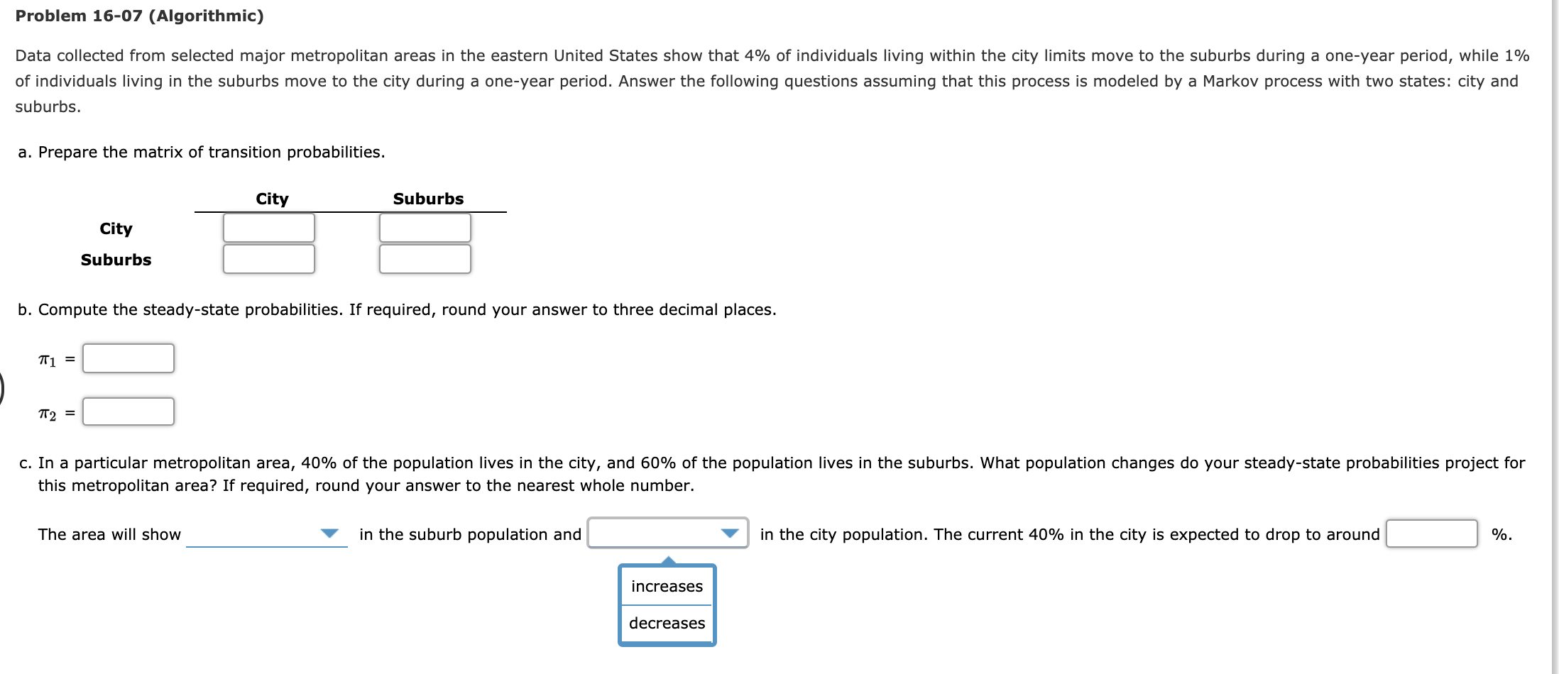 Problem 16-07 (Algorithmic) Data collected from