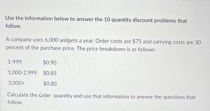 Use the information below to answer the 10