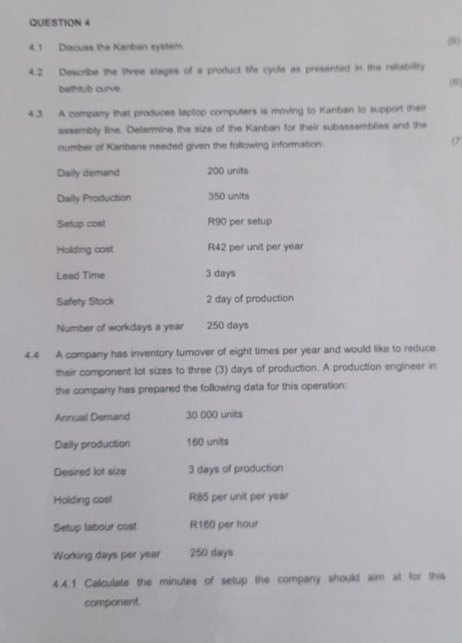 QUESTION 6 6.1 A company that manufactures car