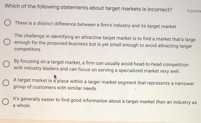 Which of the following statements about target