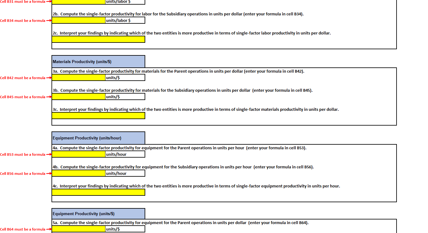 Total = 55 points: Productivity Calculation Tab