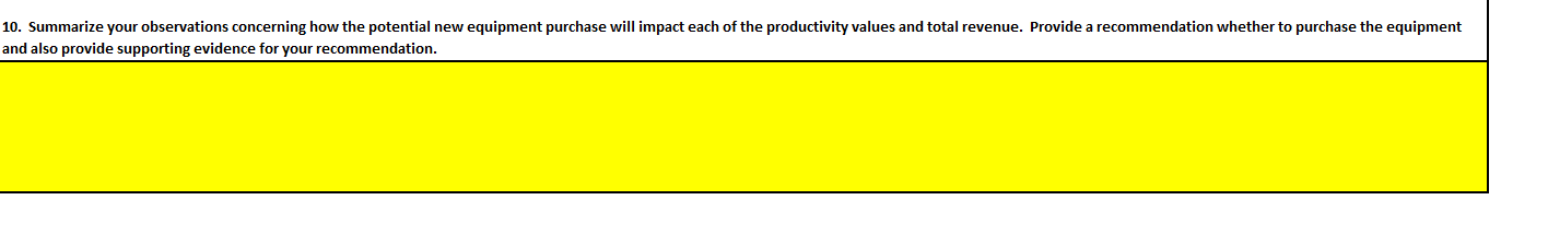 Total = 55 points: Productivity Calculation Tab