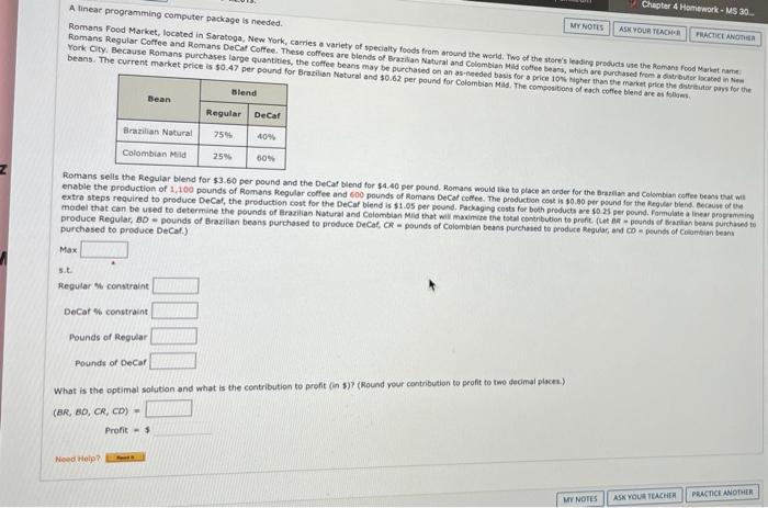 Chapter 4 Homework - MS 30 MY NOTES ASK YOUR