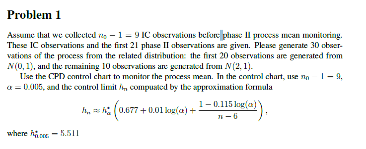 Assume that we collected n01=9 IC observations
