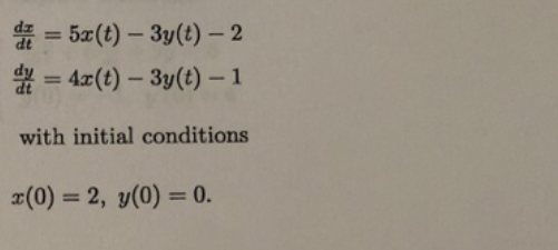 please solve the following system equation de =