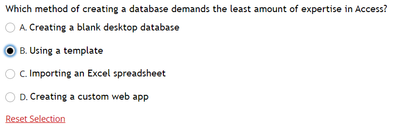 Which method of creating a database demands the