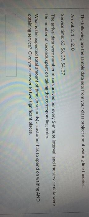 The following are the sample data sets from your