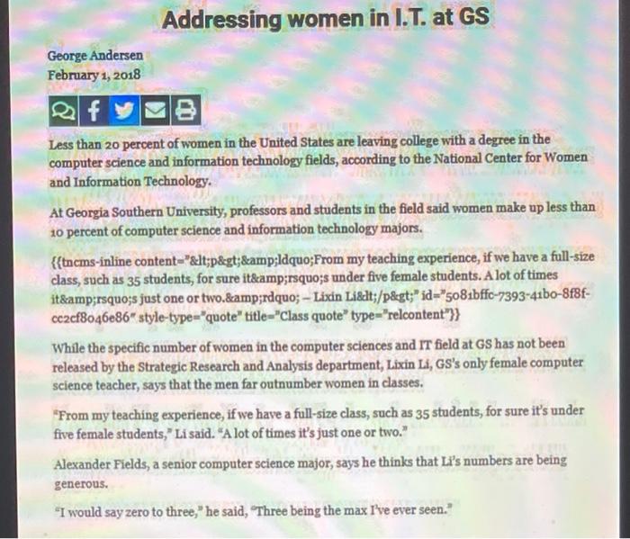 Please answer questions 1 & 2 Addressing women in