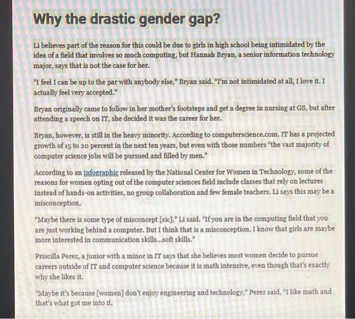 Please answer questions 1 & 2 Addressing women in