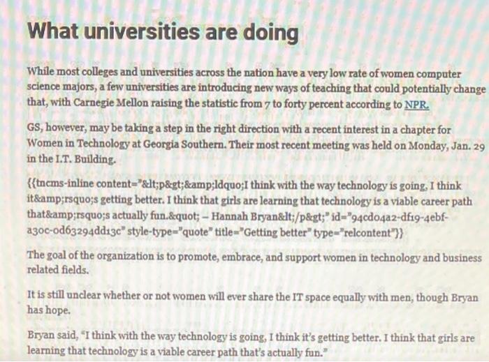 Please answer questions 1 & 2 Addressing women in