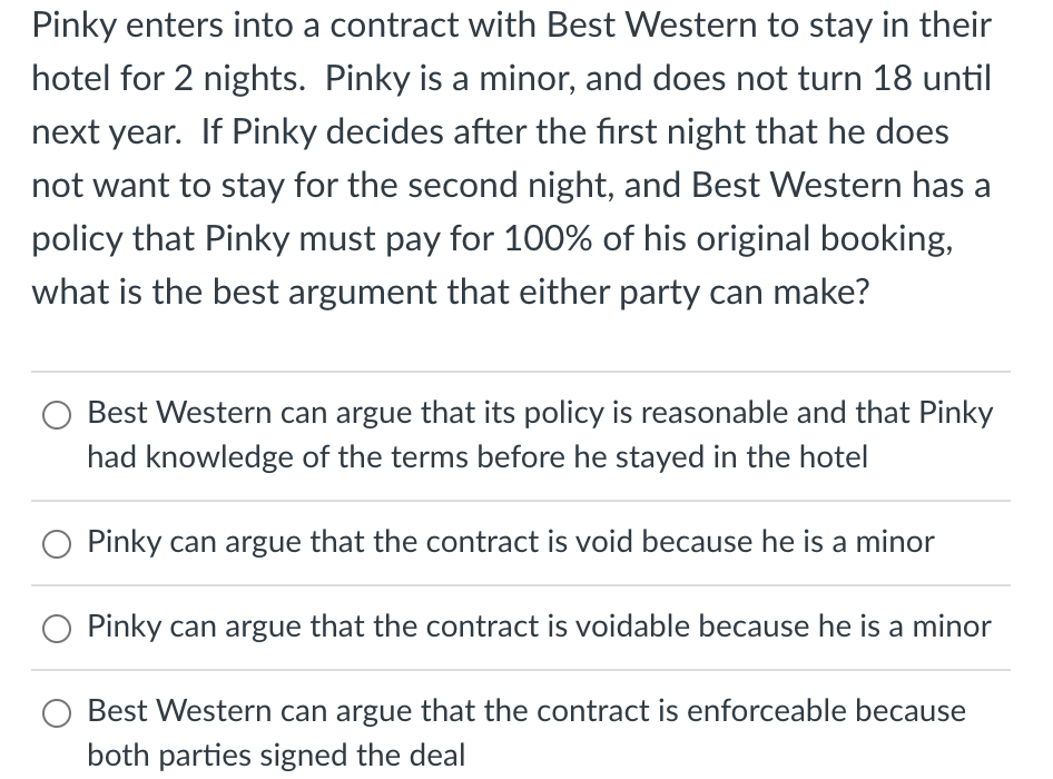 Pinky enters into a contract with Best Western to