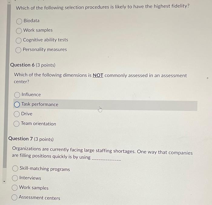 Which of the following selection procedures is