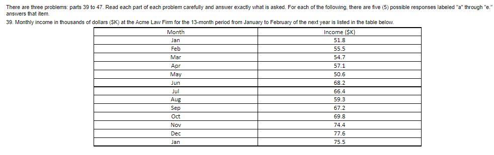 There are three problems: parts 39 to 47 . Read