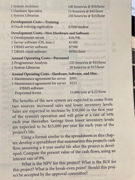 Given these figures, prepare a spreadsheet model