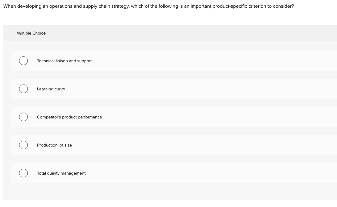 When developing an operations and supply chain