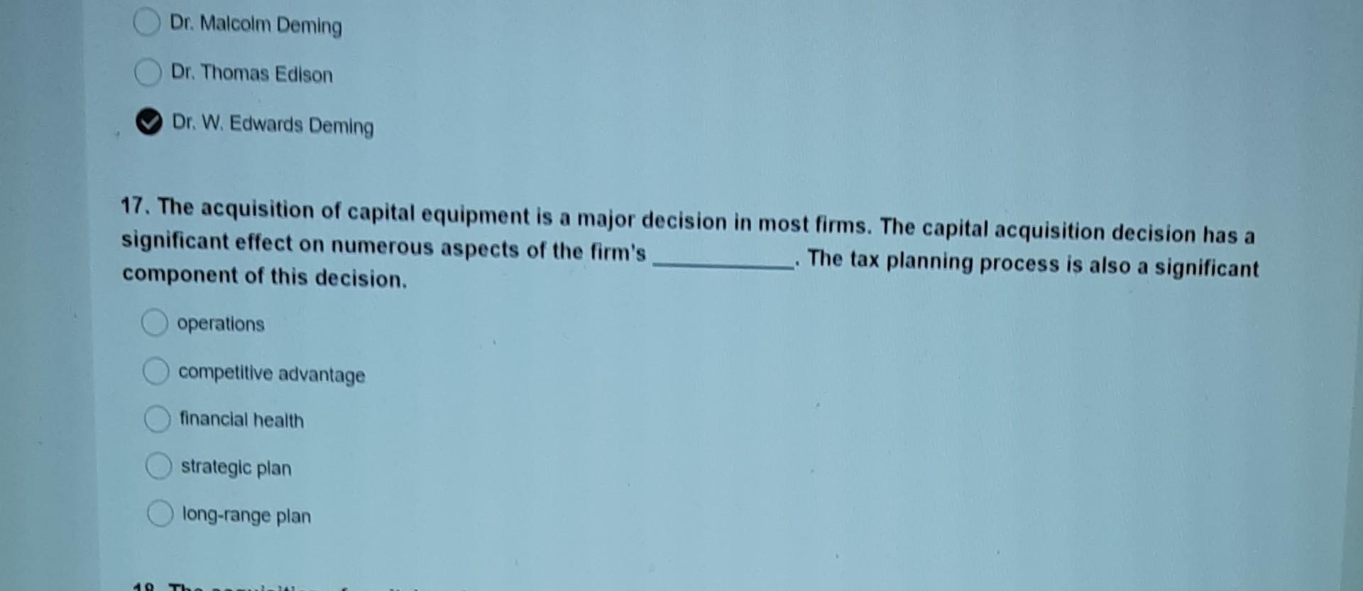 17 Dr. Malcolm Deming Dr. Thomas Edison Dr. W.