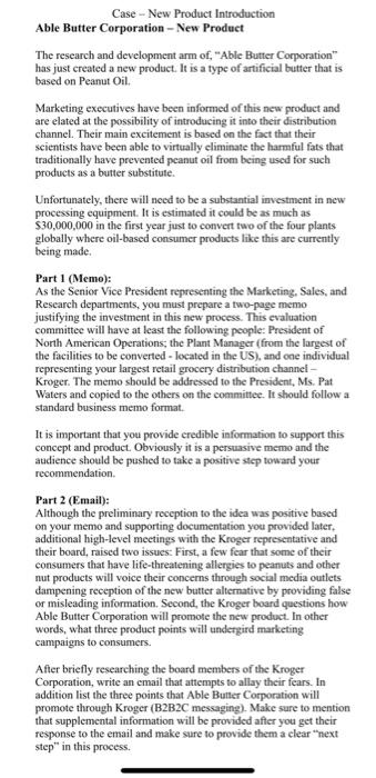 based on the case please complete the strategy