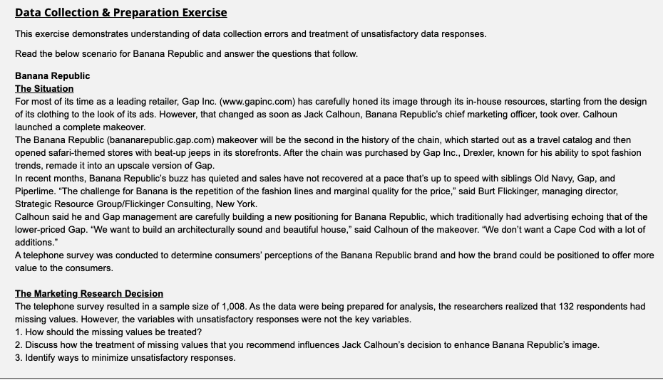 Data Collection & Preparation Exercise This