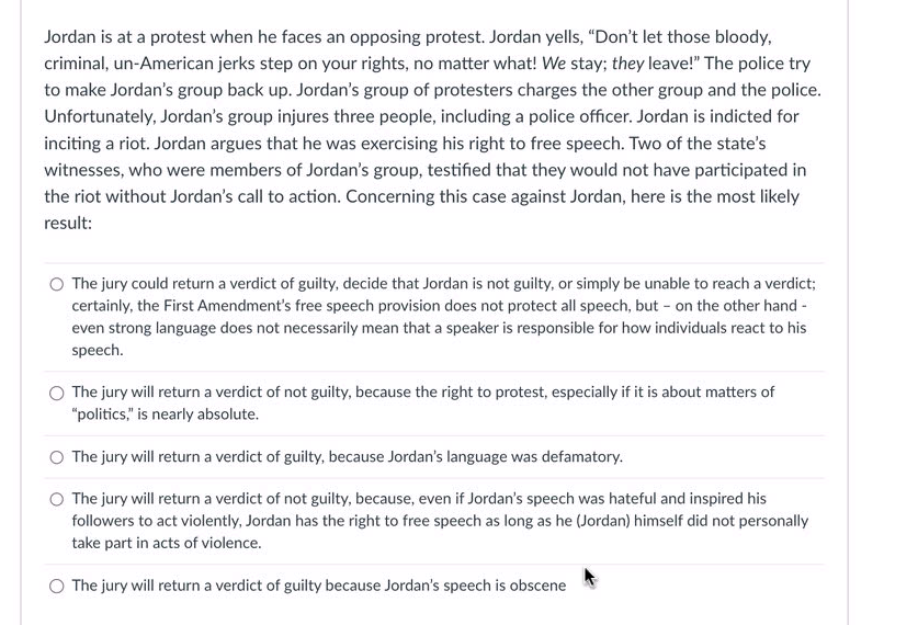 Jordan is at a protest when he faces an opposing
