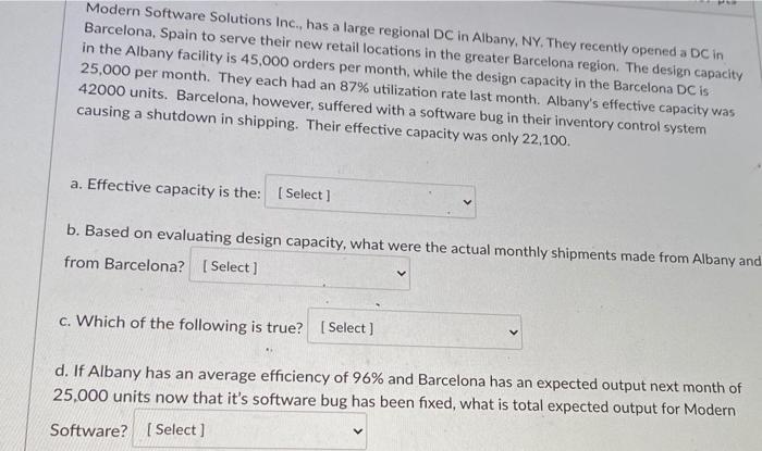Modern Software Solutions Inc., has a large