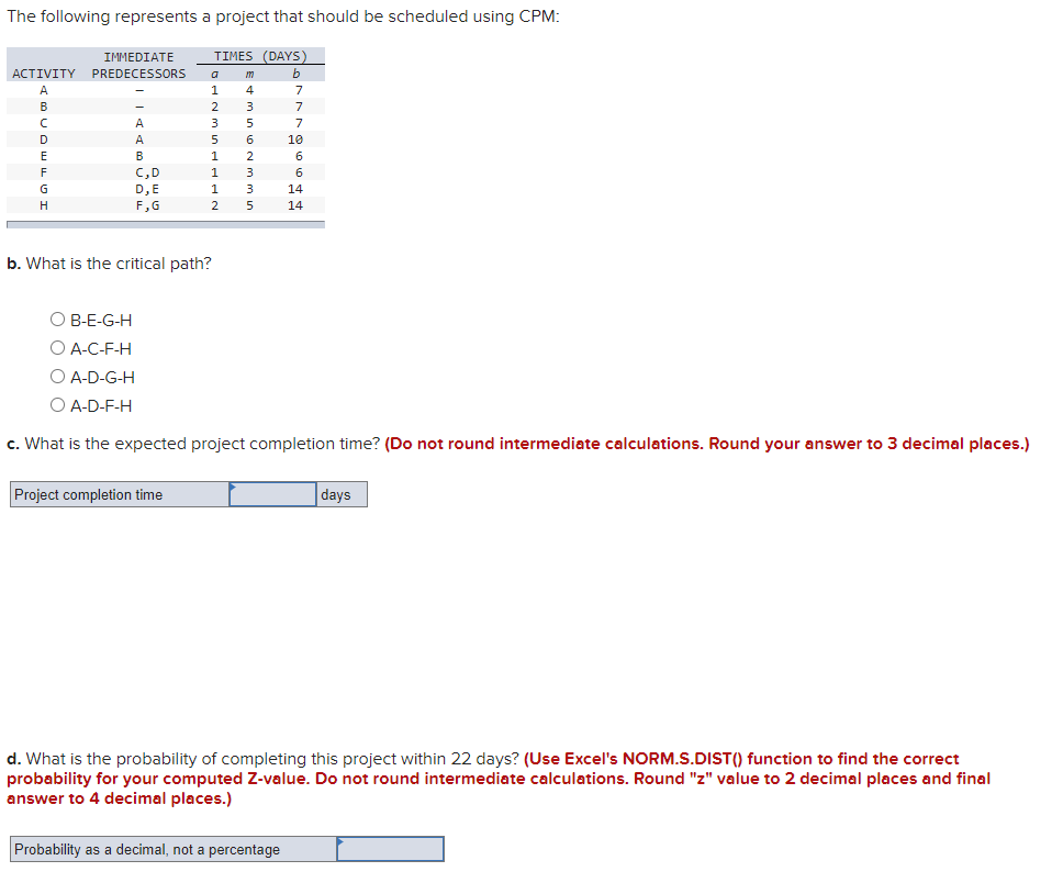 The following represents a project that should be