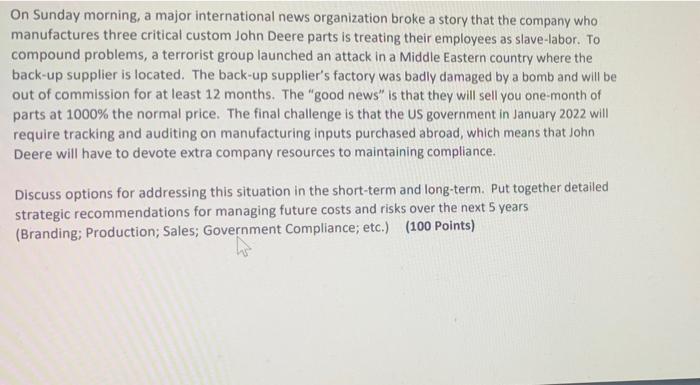 On Sunday morning, a major international news