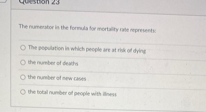 uestion 23 The numerator in the formula for