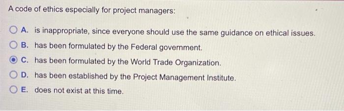 A code of ethics especially for project managers: