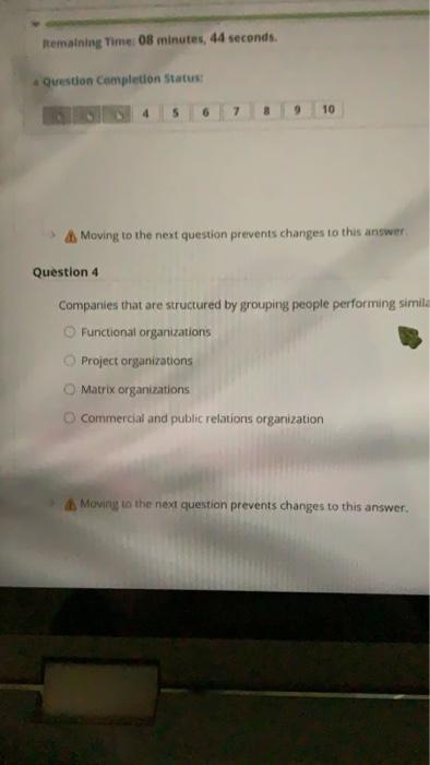 Remaining Time 08 minutes, 44 seconds. Question