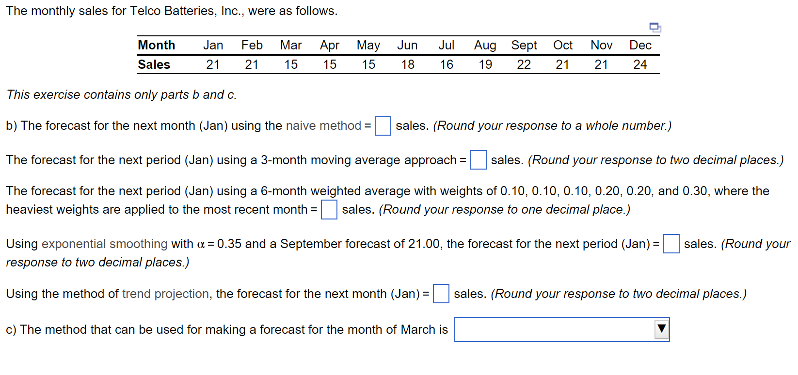 Options for C - The naive method , a 6-month