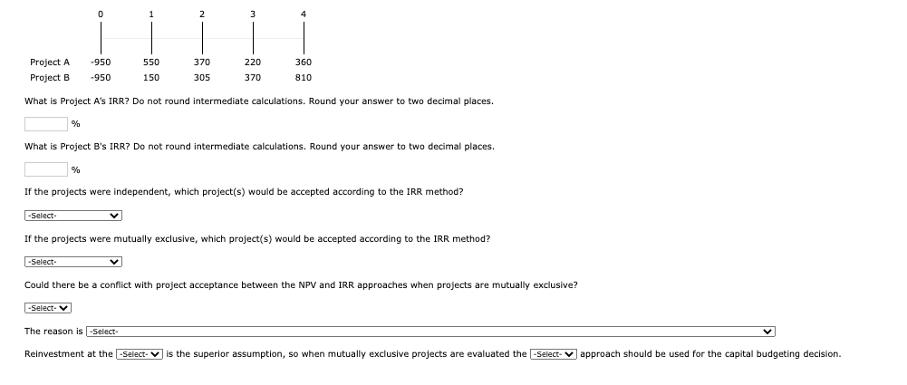 If the projects were mutually exclusive, which
