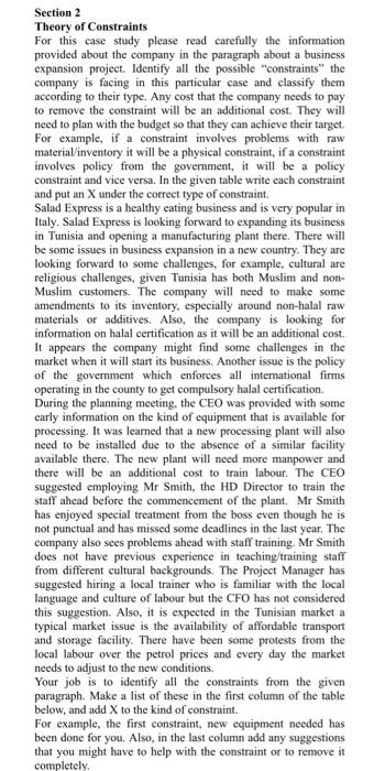 Please fill this with each constraint and and