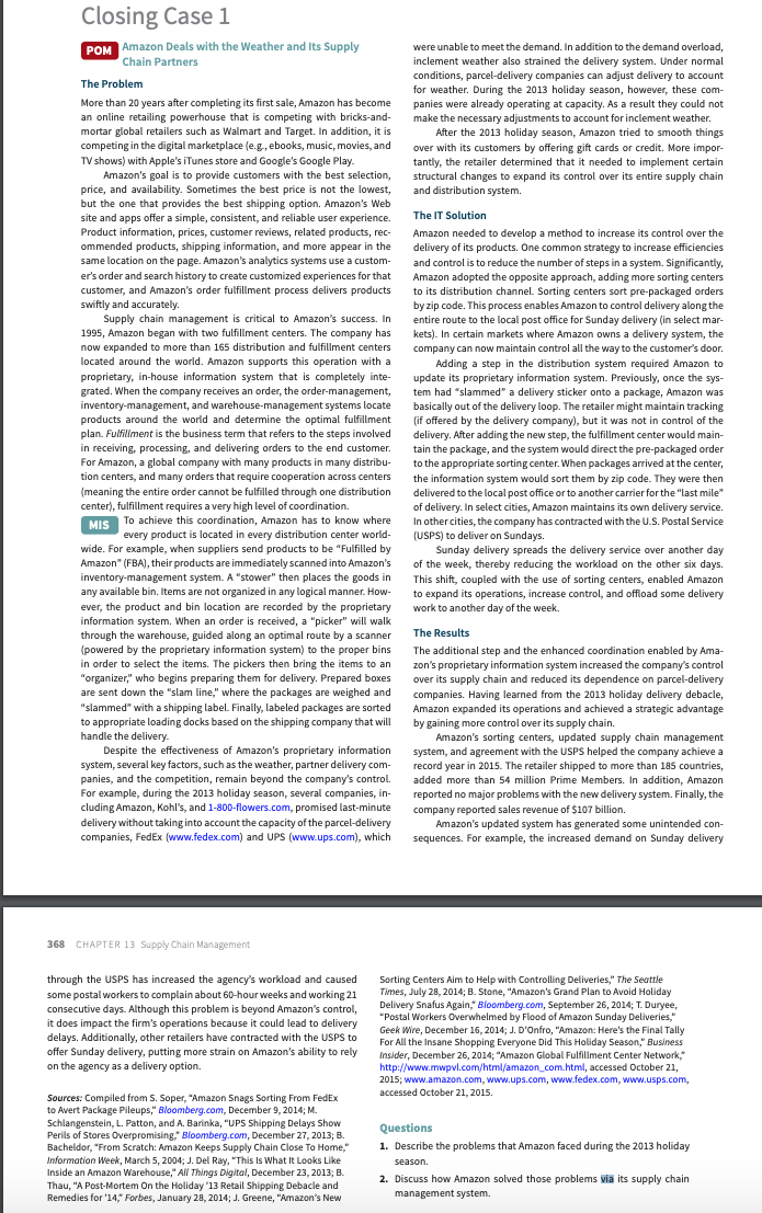 Please answer the 2 questions below the case